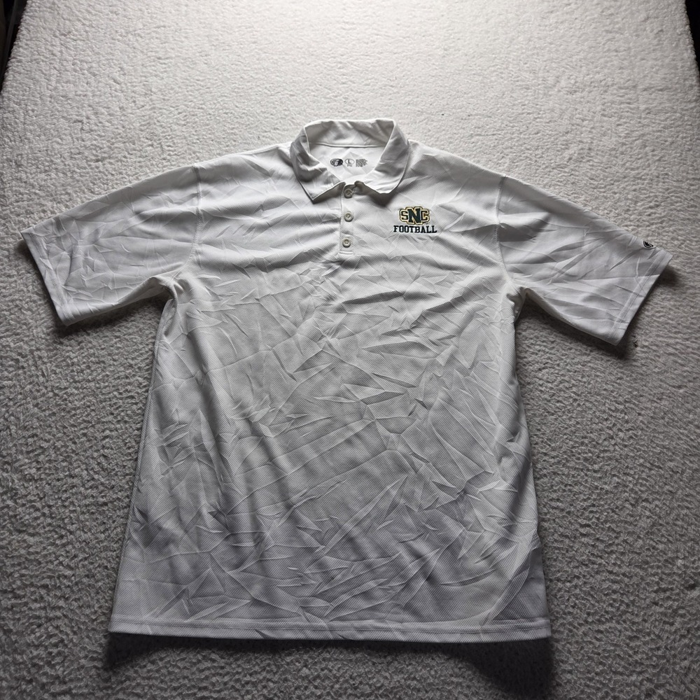 SNC Football Polo Shirt Mens Large White NCAA Football Impact Sports Logo